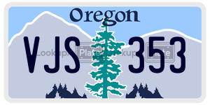 VJS353 license plate in Oregon