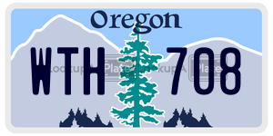 WTH708  license plate in OR