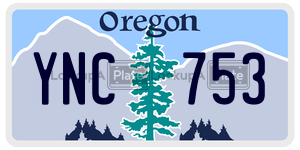 YNC753 license plate in Oregon
