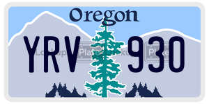 YRV930 license plate in Oregon
