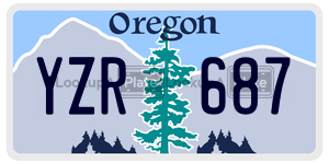 YZR687  license plate in OR