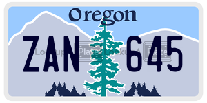 ZAN645  license plate in OR
