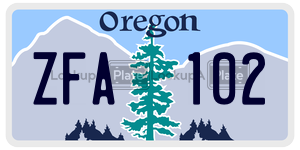 ZFA102  license plate in OR
