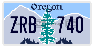 ZRB740  license plate in OR