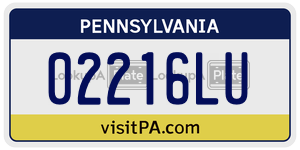 02216LU  license plate in PA