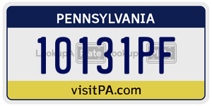 10131PF license plate in Pennsylvania