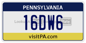 16DW6  license plate in PA