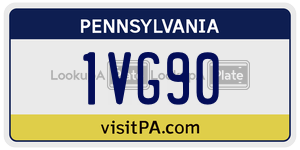 1VG90 license plate in Pennsylvania