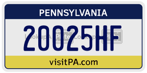 20025HF license plate in Pennsylvania
