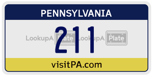 211 license plate in Pennsylvania