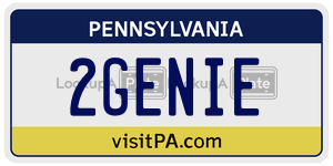2GENIE license plate in Pennsylvania