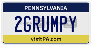 2GRUMPY  license plate in PA