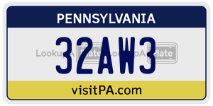 32AW3 license plate in Pennsylvania