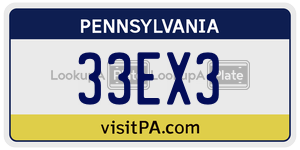 33EX3  license plate in PA
