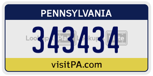 343434 license plate in Pennsylvania