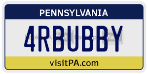 4RBUBBY license plate in Pennsylvania