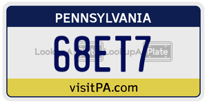 68ET7  license plate in PA