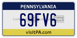 69FV6 license plate in Pennsylvania