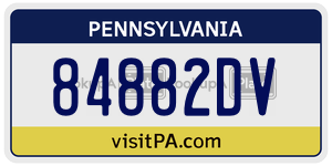 84882DV license plate in Pennsylvania