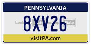 8XV26 license plate in Pennsylvania
