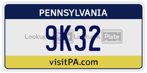 9K32  license plate in PA