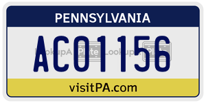 AC01156 license plate in Pennsylvania