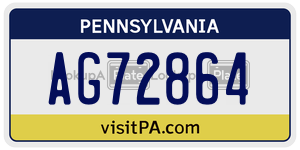 AG72864  license plate in PA