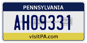 AH09331 license plate in Pennsylvania