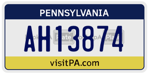 AH13874  license plate in PA