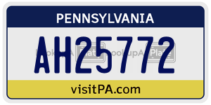AH25772 license plate in Pennsylvania