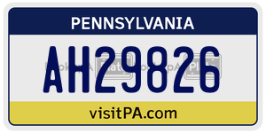 AH29826 license plate in Pennsylvania