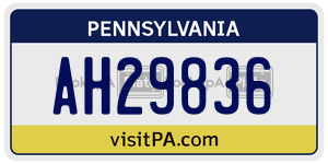 AH29836 license plate in Pennsylvania