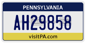 AH29858 license plate in Pennsylvania