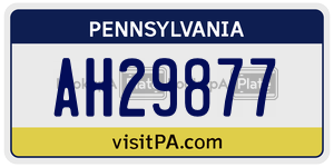 AH29877 license plate in Pennsylvania
