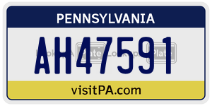 AH47591 license plate in Pennsylvania
