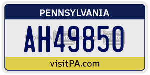 AH49850  license plate in PA
