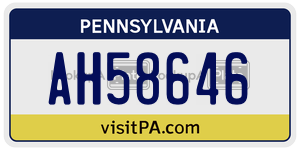 AH58646  license plate in PA