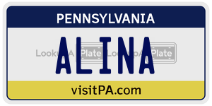 ALINA  license plate in PA