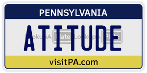 ATITUDE license plate in Pennsylvania