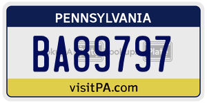 BA89797  license plate in PA