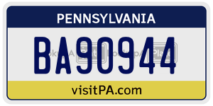 BA90944 license plate in Pennsylvania