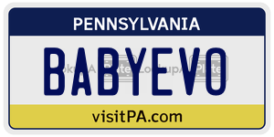 BABYEVO license plate in Pennsylvania