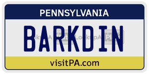 BARKDIN  license plate in PA
