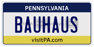 BAUHAUS  license plate in PA