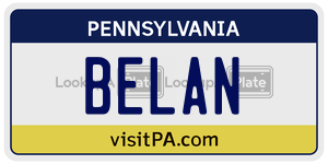 BELAN  license plate in PA