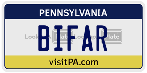 BIFAR  license plate in PA