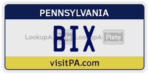 BIX license plate in Pennsylvania
