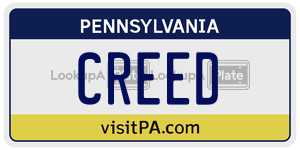 CREED  license plate in PA