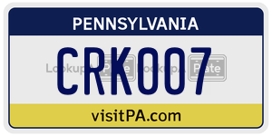 CRK007  license plate in PA