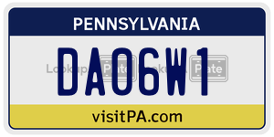 DA06W1 license plate in Pennsylvania